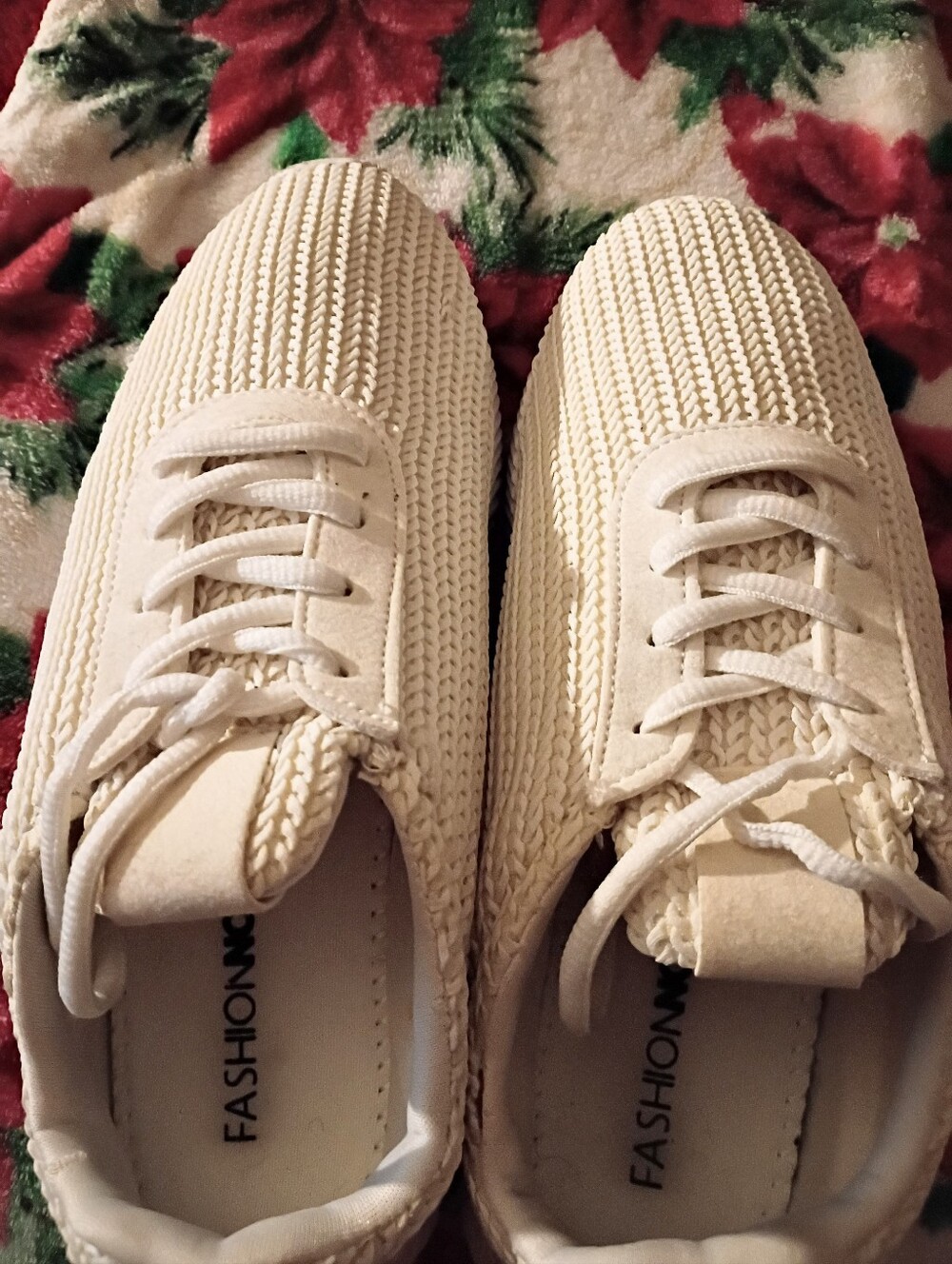 Fashion Nova Off-White Knit Lace-Up Sneakers
